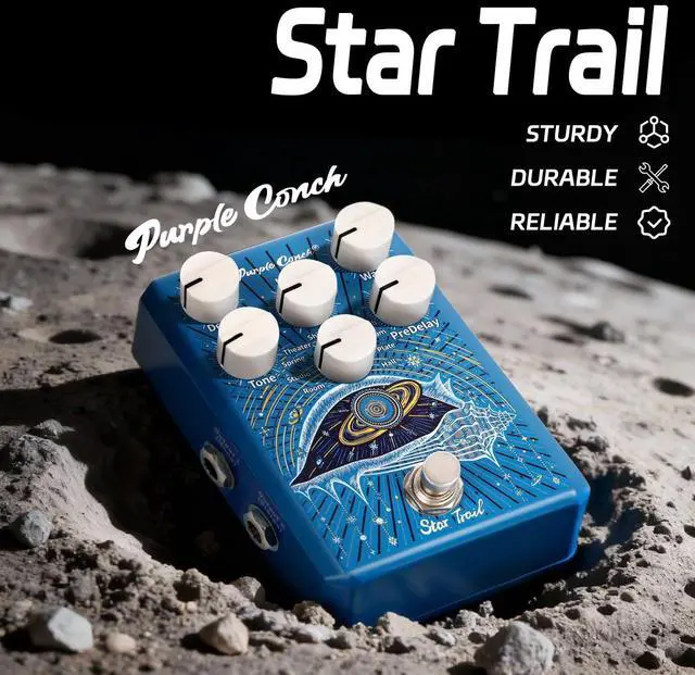 Alt view image 7 of 7 - Star Trail Reverb Pedal with Freeze Function, 9 Reverb Modes for Ambient, Spring & Plate, True/Buffered Bypass with Trails, Stereo I/O Guitar Effects Pedal for Electric Guitar & Bass