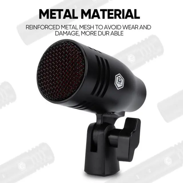 Alt view image 2 of 7 - 7 Piece Wired Dynamic Drum Mic Kit (Whole Metal)- Kick Bass, Tom/Snare & Cymbals Microphone Use for Drums, Vocal, Other Instrument Complete with Thread Clip, Mics Holder
