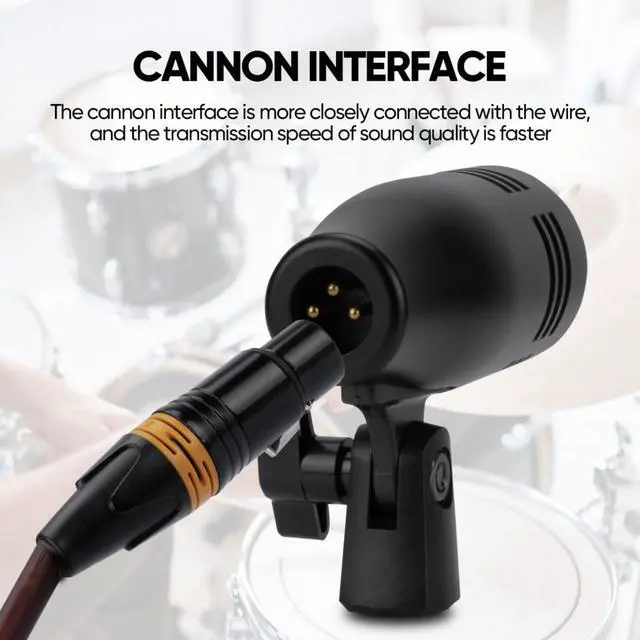 Alt view image 5 of 7 - 7 Piece Wired Dynamic Drum Mic Kit (Whole Metal)- Kick Bass, Tom/Snare & Cymbals Microphone Use for Drums, Vocal, Other Instrument Complete with Thread Clip, Mics Holder