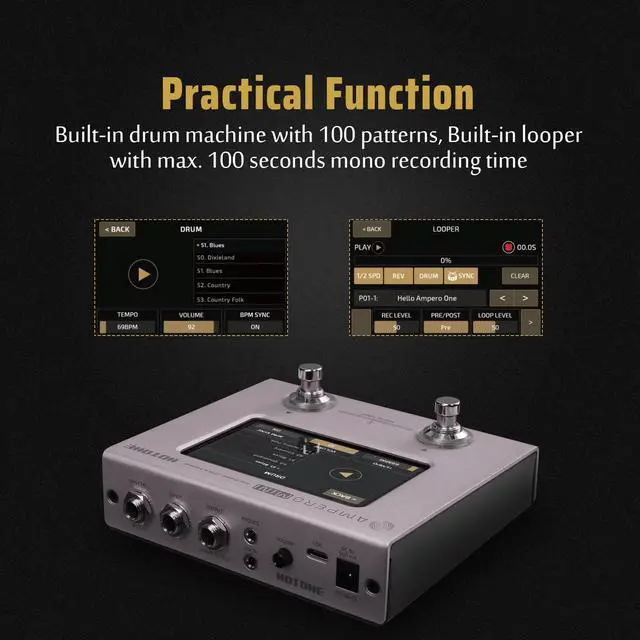 Alt view image 6 of 7 - Multi Effects Processor Pedal Guitar Bass Amp Modeling IR Cabinets Simulation Multi LanguageStereo OTG USB Audio Interface Ampero Mini MP-50 (Include 10 PCS Additional Footswitch Toppers)