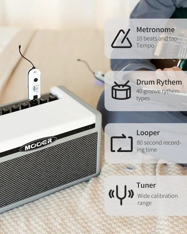 Alt view image 4 of 7 - SD30i Smart Guitar Amp AI Preset Portable Practice Amplifier | 30W Stereo Sound, 5Hrs Bettary Life, with 101 Effects, 80s Looper and 40 Drummer for Electric Guitar