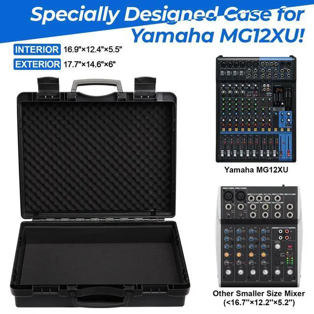 Alt view image 2 of 5 - Mixer Case for Yamaha MG12XU 12-Input Stereo Mixer | Protective Hard Shell Carrying Storage Case for 12 Channel Mixer with Foam | Fits Mixer Size up to 16.7 X 12.2" X 5.2" (CASE ONLY)