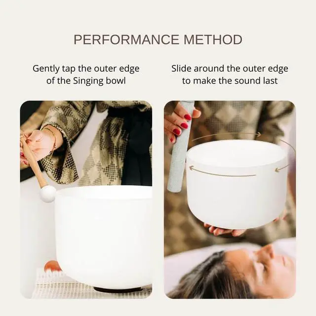 Alt view image 5 of 7 - 6-12inch White 432hz Quartz Crystal Singing Bowls Set of 7, for Healing Mindfulness Meditation Yoga Sound Baths with Case Mallet Suede Striker