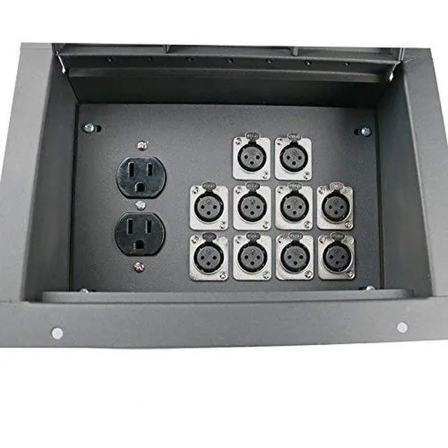 Alt view image 2 of 4 - Pro Audio Stage Recessed Floor Box with 110v Electric and XLR Connections (10 XLR, Pre Wired)