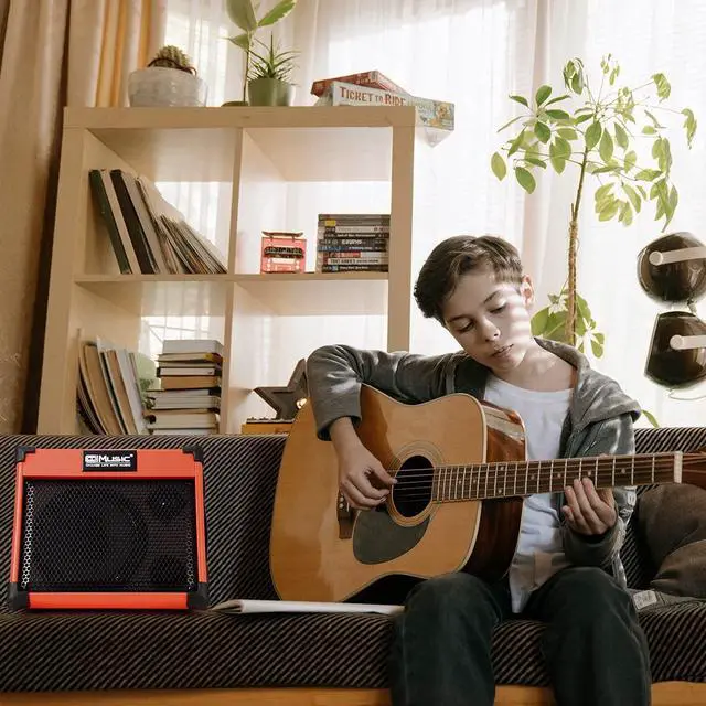 Alt view image 7 of 7 - Acoustic Guitar Amplifier, 20 Watt Bluetooth Amp for Guitar Acoustic with Reverb Chorus Effect, 3 Band EQIncluding Microphone and Audio Cable