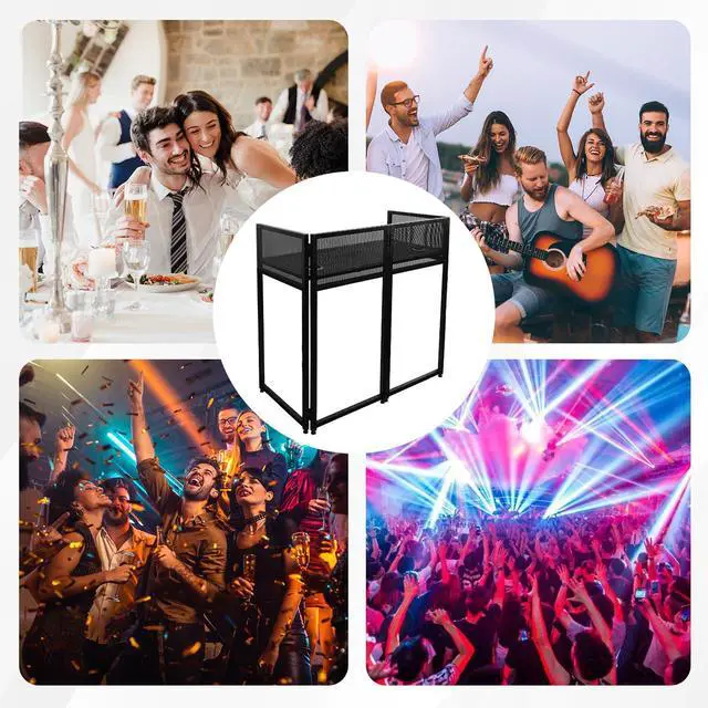 Alt view image 7 of 7 - Portable DJ Booth 40" x 20", DJ Facade Table with Black/White Light Scrims, Foldable DJ Stand for Laptop and Controller,with Carry Bag, Cable Hole, Perfect for Bars, Clubs, Party, Private Events