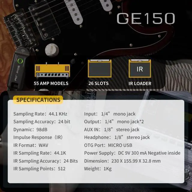 Alt view image 5 of 6 - GE150 White Guitar Multi Effects with Metal Shell Desktop Jamming Tool Floor Guitar Processor for Practice, Live Show, Studio Recording