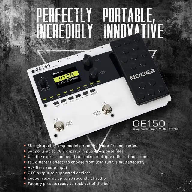 Alt view image 6 of 6 - GE150 White Guitar Multi Effects with Metal Shell Desktop Jamming Tool Floor Guitar Processor for Practice, Live Show, Studio Recording