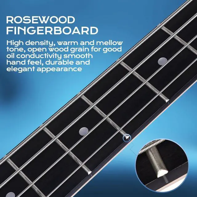 Alt view image 3 of 6 - Electric Bass Guitar 4 Strings Full-Size Standard Bass PB-Style Beginner Kit Black for Starter with Gig Bag Guitar Strap and Guitar Cable(PB-Blue)