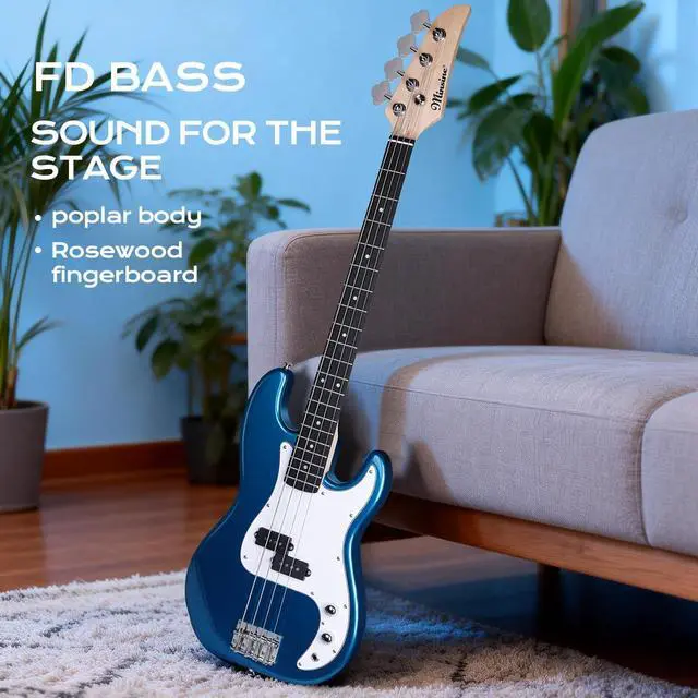 Alt view image 5 of 6 - Electric Bass Guitar 4 Strings Full-Size Standard Bass PB-Style Beginner Kit Black for Starter with Gig Bag Guitar Strap and Guitar Cable(PB-Blue)