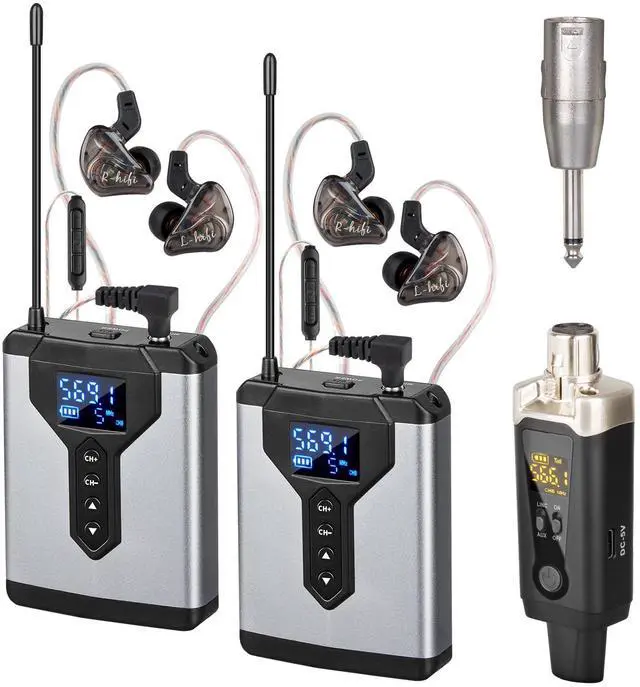 Main image of T9-2 Wireless in Ear Monitor System with Transmitter Clip on Receiver Automatic Pairing in-Ear Monitoring for Studio,Guitar,DJ,Live Performance (2 Receivers + 1 Transmitter)