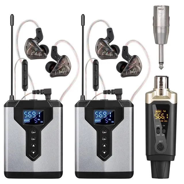 Alt view image 2 of 7 - T9-2 Wireless in Ear Monitor System with Transmitter Clip on Receiver Automatic Pairing in-Ear Monitoring for Studio,Guitar,DJ,Live Performance (2 Receivers + 1 Transmitter)