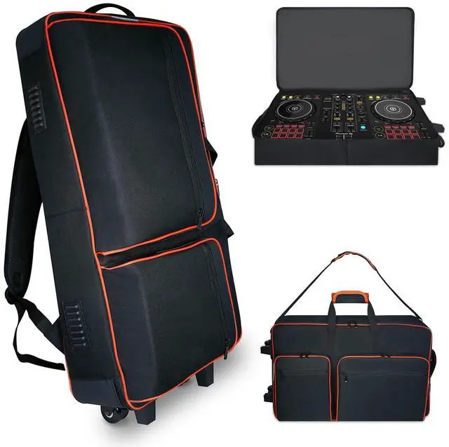 Main image of DJ Controller Case with Wheels for DDJ FLX10 / 1000 / XDJ-RR / RX / FLX4 / GRV6 / REV1 / REV5 / REV7,Rolling DJ Controller Bag Soft Padded Backpack with 2 Accessory Pocket,15.6" Laptops Compartment