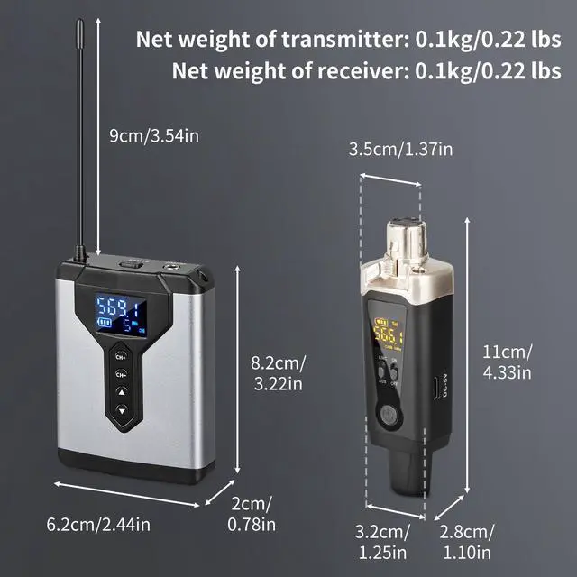Alt view image 6 of 7 - T9-2 Wireless in Ear Monitor System with Transmitter Clip on Receiver Automatic Pairing in-Ear Monitoring for Studio,Guitar,DJ,Live Performance (2 Receivers + 1 Transmitter)