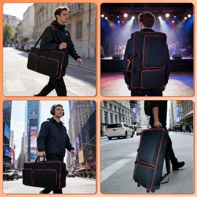 Alt view image 7 of 7 - DJ Controller Case with Wheels for DDJ FLX10 / 1000 / XDJ-RR / RX / FLX4 / GRV6 / REV1 / REV5 / REV7,Rolling DJ Controller Bag Soft Padded Backpack with 2 Accessory Pocket,15.6" Laptops Compartment