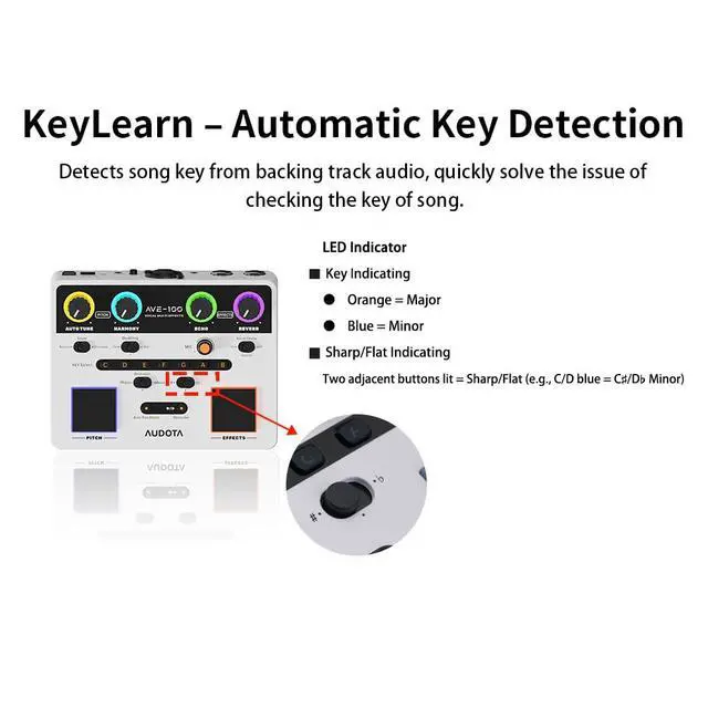 Alt view image 3 of 7 - AVE-100 Multi-Effect Vocal Processor - Triple Intelligent Loop Cancellation, OTG Audio Interface for Singers, Podcasters, Live Streaming & Home Studio