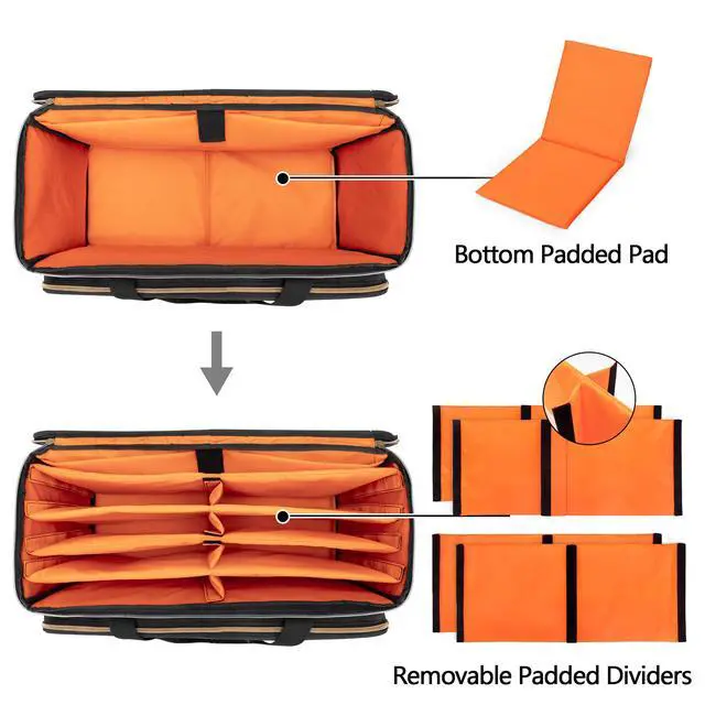 Alt view image 2 of 7 - Large Travel DJ Cable File Bag with Inner Detachable Divider | with Padded Compartment for 15.6 Laptop, Cable Organizer Bag for Cords, Sound Equipment, DJ Gear, Musician Accessories