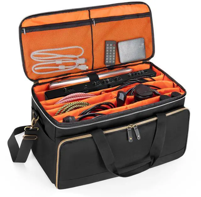 Main image of Large Travel DJ Cable File Bag with Inner Detachable Divider | with Padded Compartment for 15.6 Laptop, Cable Organizer Bag for Cords, Sound Equipment, DJ Gear, Musician Accessories