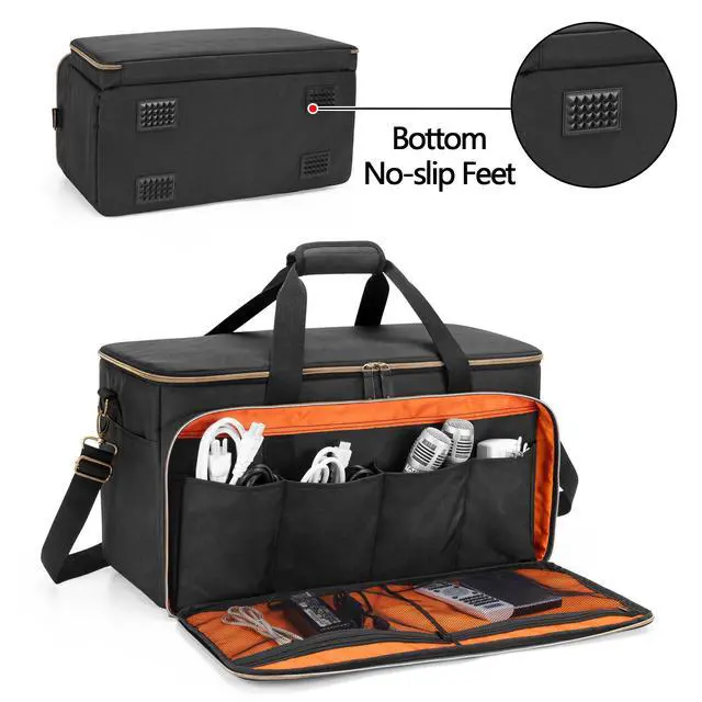 Alt view image 4 of 7 - Large Travel DJ Cable File Bag with Inner Detachable Divider | with Padded Compartment for 15.6 Laptop, Cable Organizer Bag for Cords, Sound Equipment, DJ Gear, Musician Accessories