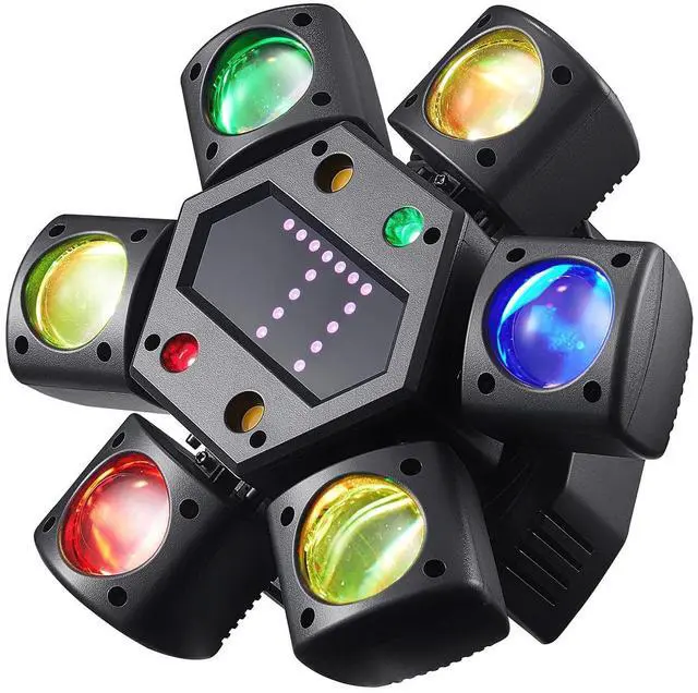 Main image of Mini Moving Head DJ Lights, 6-Arm Disco Lights with Remote Control 80w RGBW 4in1 LED DJ Stage Lighting Sound Activated DMX 512 Control for Disco Club Wedding Party Christmas