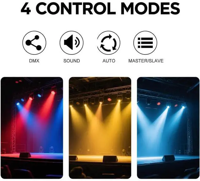 Alt view image 2 of 7 - Mini Moving Head DJ Lights, 6-Arm Disco Lights with Remote Control 80w RGBW 4in1 LED DJ Stage Lighting Sound Activated DMX 512 Control for Disco Club Wedding Party Christmas
