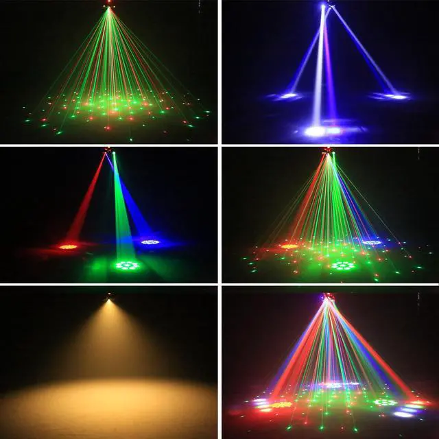 Alt view image 4 of 7 - Mini Moving Head DJ Lights, 6-Arm Disco Lights with Remote Control 80w RGBW 4in1 LED DJ Stage Lighting Sound Activated DMX 512 Control for Disco Club Wedding Party Christmas