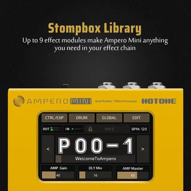 Alt view image 4 of 7 - Multi Effects Processor Pedal Guitar Bass Amp Modeling IR Cabinets Simulation Multi LanguageStereo OTG USB Audio Interface Ampero Mini MP-50 (Include 10 PCS Additional Footswitch Toppers)