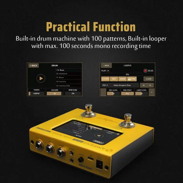 Alt view image 6 of 7 - Multi Effects Processor Pedal Guitar Bass Amp Modeling IR Cabinets Simulation Multi LanguageStereo OTG USB Audio Interface Ampero Mini MP-50 (Include 10 PCS Additional Footswitch Toppers)