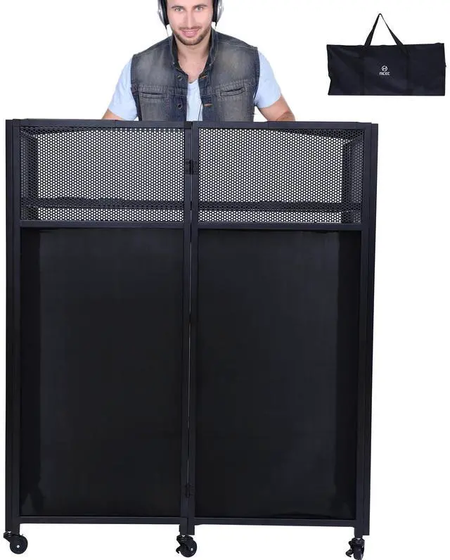 Alt view image 7 of 7 - DJ Booth, DJ Table, DJ Facade, Portable DJ Booth Table with Lighting Scrims, Carry Case, 40x20 inch