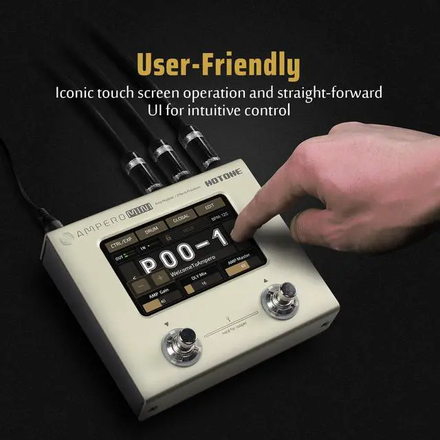Alt view image 5 of 7 - Multi Effects Processor Pedal Guitar Bass Amp Modeling IR Cabinets Simulation Multi LanguageStereo OTG USB Audio Interface Ampero Mini MP-50 (Include 10 PCS Additional Footswitch Toppers)
