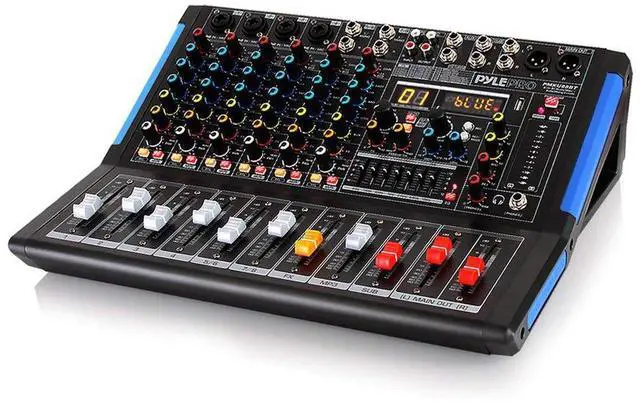 Main image of 8-Channel Console Style Audio Mixer with Bluetooth - DJ Sound Controller, 4 XLR / Combo Inputs, Sub Out, +48V Phantom, USB-A In, 16 DSP Effects, MP3 Player, 7-Band EQ - PMXU88BT