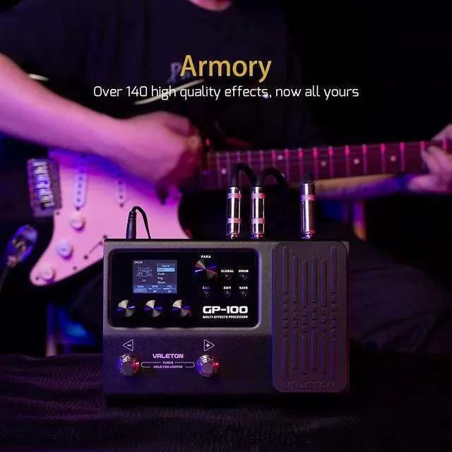 Alt view image 3 of 7 - GP-100 Guitar Bass Amp Modeling IR Cabinets Simulation Multi Language Multi-Effects with Expression Pedal Stereo OTG USB Audio Interface (BLACK)