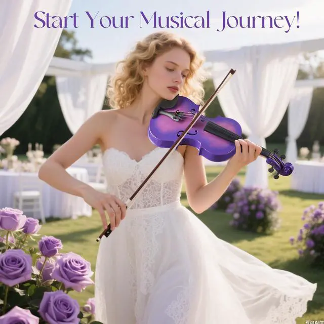 Alt view image 6 of 6 - Prism Series 4/4 Solid Wood Violin Colorful Finish, Ebony Fittings, Student Full-Size Violin Starter Kit with Tuner, Shoulder Rest & Extra Strings Great Gift for Beginners (Purple)