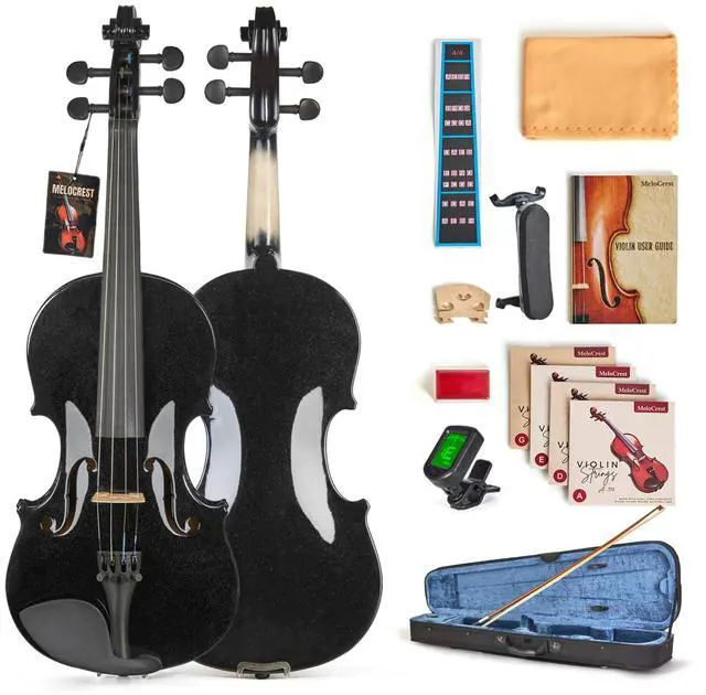Main image of Prism Series 4/4 Solid Wood Violin Colorful Finish, Ebony Fittings, Student Full-Size Violin Starter Kit with Tuner, Shoulder Rest & Extra Strings (Black)
