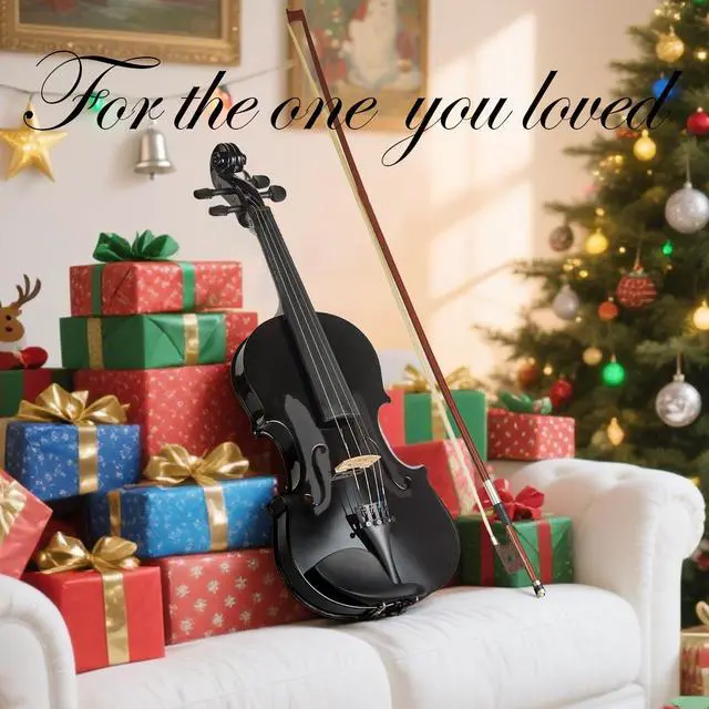 Alt view image 6 of 6 - Prism Series 4/4 Solid Wood Violin Colorful Finish, Ebony Fittings, Student Full-Size Violin Starter Kit with Tuner, Shoulder Rest & Extra Strings (Black)