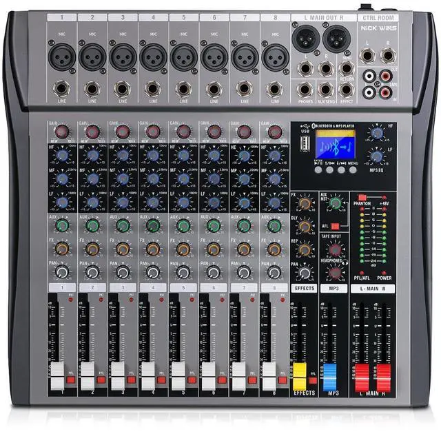 Main image of 8 Channel mixer professional Audio Mixer, dj mixer with Individual Channel Control and USB Audio Recording & Editing via Computer, All-Metal mezcladora para dj (8 Channel)