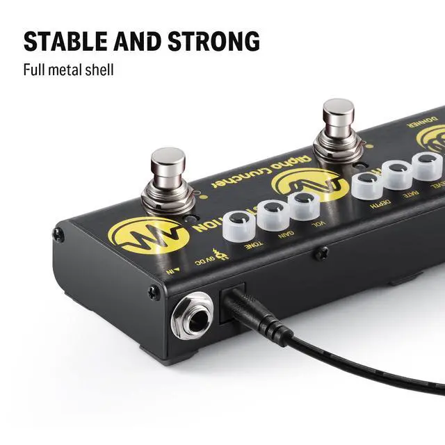 Alt view image 3 of 6 - Multi Effects Guitar Pedal Alpha Cruncher 3 Type Effects Delay Chorus Distortion Pedal with Adapter for Electric Guitar