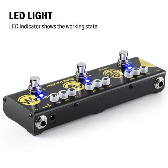 Alt view image 4 of 6 - Multi Effects Guitar Pedal Alpha Cruncher 3 Type Effects Delay Chorus Distortion Pedal with Adapter for Electric Guitar
