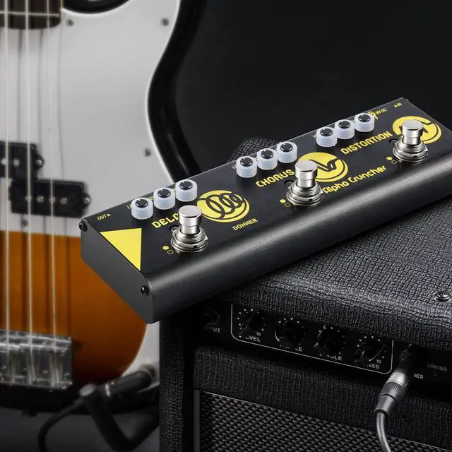Alt view image 6 of 6 - Multi Effects Guitar Pedal Alpha Cruncher 3 Type Effects Delay Chorus Distortion Pedal with Adapter for Electric Guitar