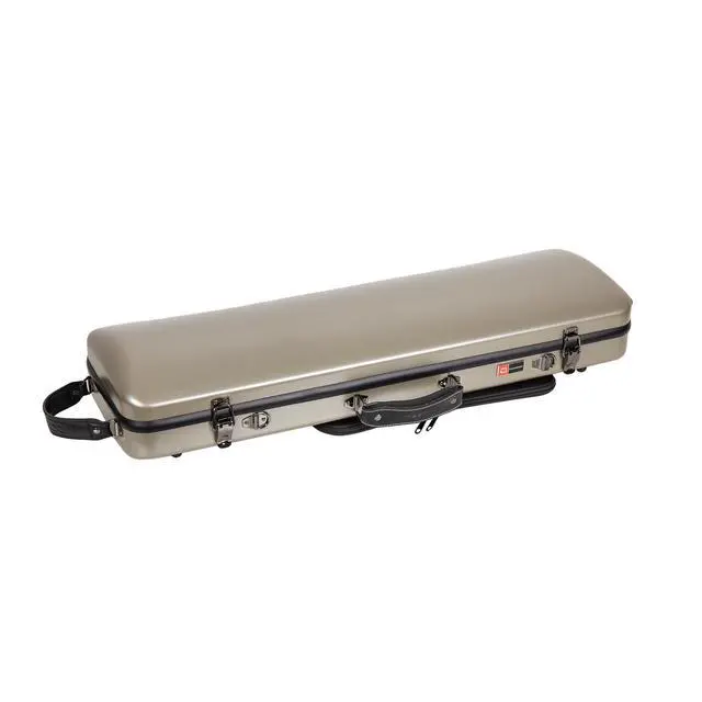 Alt view image 4 of 7 - Poly Carbon Oblong Violin Case for 4/4 Full-Size | Matte Champagne Finish, Hygrometer, Music Pouch, Accessory Storage Lightweight Hard Shell