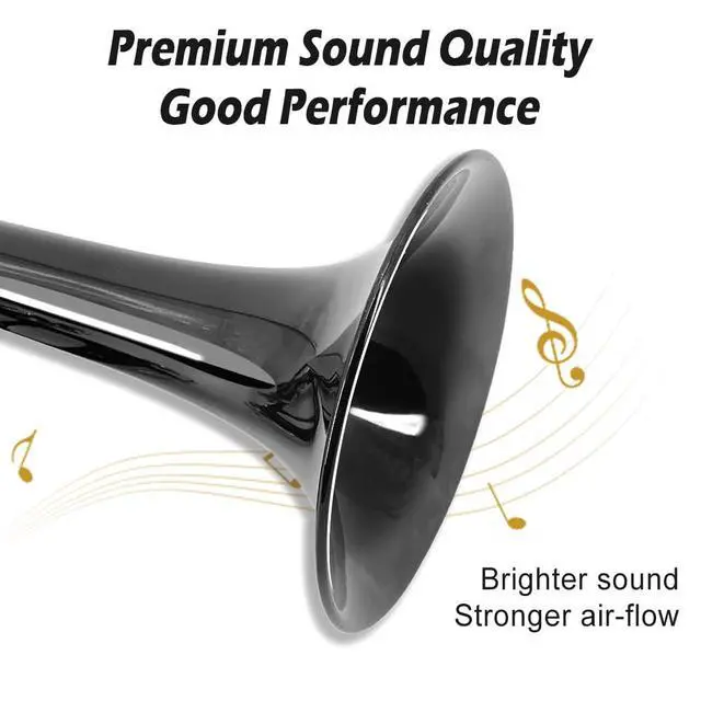 Alt view image 5 of 7 - Bb Trumpet for Beginners Standard B Flat Brass Instrument with 7C Mouthpiece, Hard Case & Cleaning Kit, Student Trumpet for Band Practice, Lessons & Gift (Black)