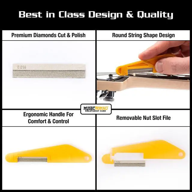 Alt view image 4 of 6 - 6 pc. Acoustic Guitar Diamond Coated Nut File Set - Light/Medium Strings (MN670)