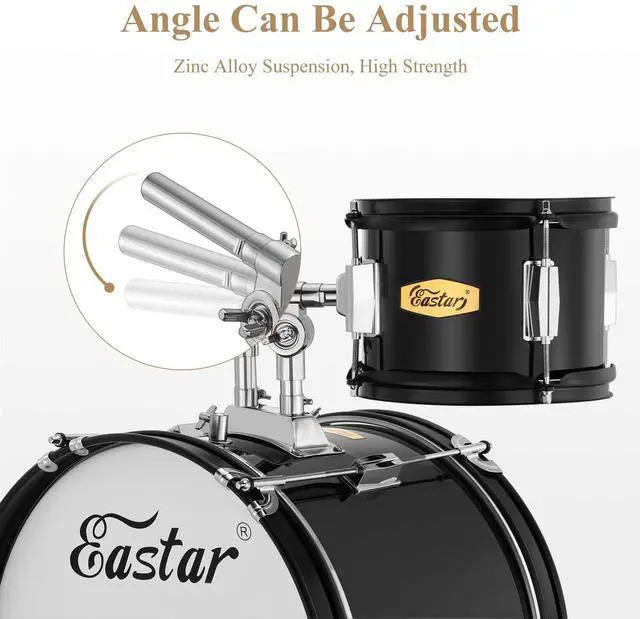Alt view image 2 of 7 - Drum Set 16 inch 5-Piece, Junior Drum Kit for Beginners Kids Teenagers with Adjustable Throne and Cymbal, Pedal & Drumsticks, Metallic Black (EDS-350MBK)