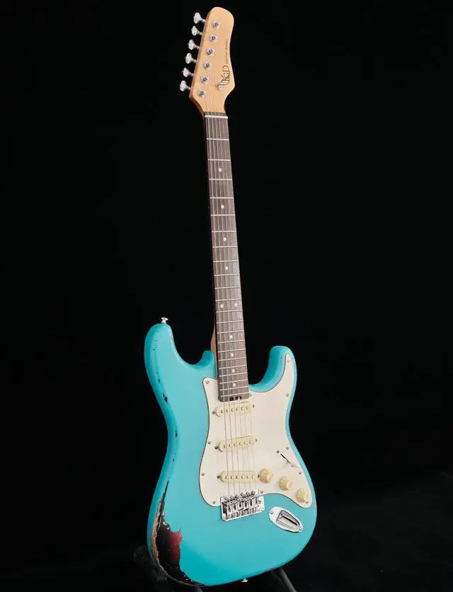 Alt view image 3 of 7 - Relic Electric Guitar,Roasted Maple Neck and Rosewood fingerboard,Bone Nut,6-String Relic Guitar,Professional/Full Size/Electric Guitars for Adults (Miami Blue)