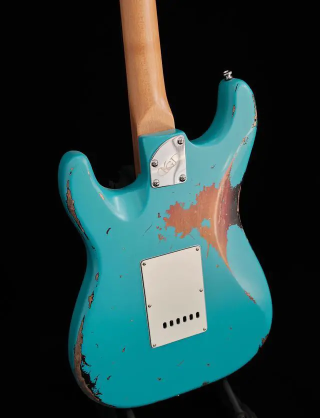 Alt view image 6 of 7 - Relic Electric Guitar,Roasted Maple Neck and Rosewood fingerboard,Bone Nut,6-String Relic Guitar,Professional/Full Size/Electric Guitars for Adults (Miami Blue)