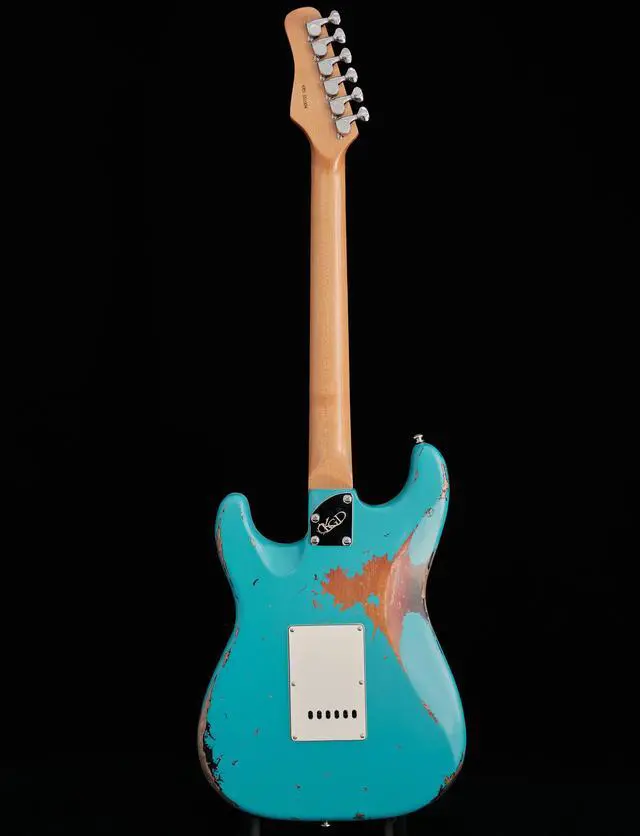 Alt view image 5 of 7 - Relic Electric Guitar,Roasted Maple Neck and Rosewood fingerboard,Bone Nut,6-String Relic Guitar,Professional/Full Size/Electric Guitars for Adults (Miami Blue)