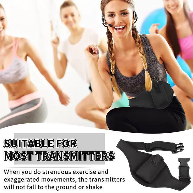 Alt view image 4 of 7 - 12 Pack Mic Belt Wireless for Theatre Neoprene Microphone Holder with Anti Dropping Strap Sweat Absorbent Belt Waistband Bag for Fitness Instructor Vertical Speaker