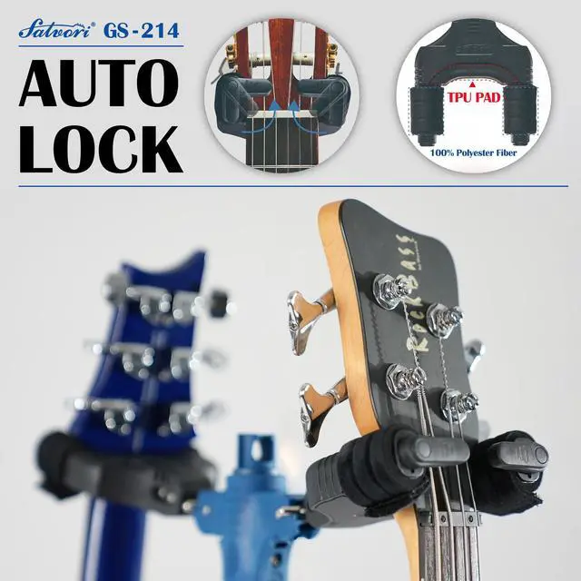 Alt view image 3 of 5 - Folding Quadruple Guitar Stand with Auto-Lock System and Soild Tripod, Quadruple/Multiple Guitar Stand/Holder/Rack for Single Bass, Acoustic, Electric, Classical Guitar or Ukulele