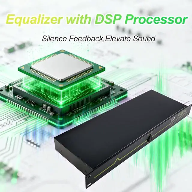 Alt view image 3 of 7 - Professional Feedback Eliminator & Feedback Suppressor Audio Processor - 2-Channel anti-howling suppressor for Performance Stage Conference & Karaoke, Plug-and-Play Design, 2-in 2-Out green