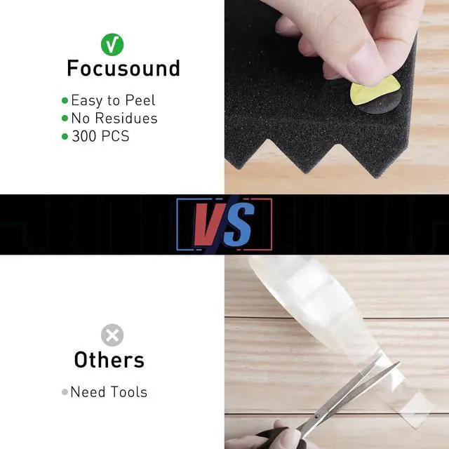 Alt view image 2 of 6 - 50 Packs Acoustic Foam Panels Wedge 2" X 12" X 12", Soundproofing Foam Noise Cancelling Foam with 300 PCS Double-Side adhesive